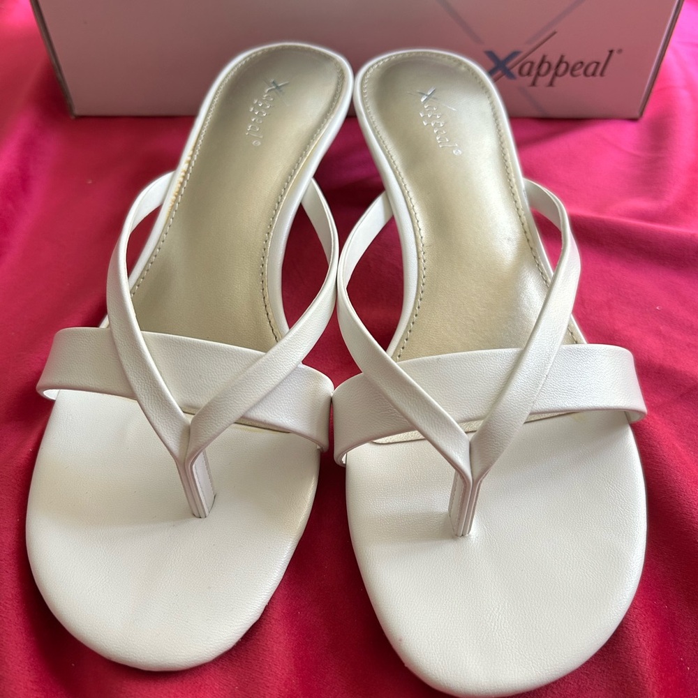 Xappeal Women's Elegant White kitten heel Sandals